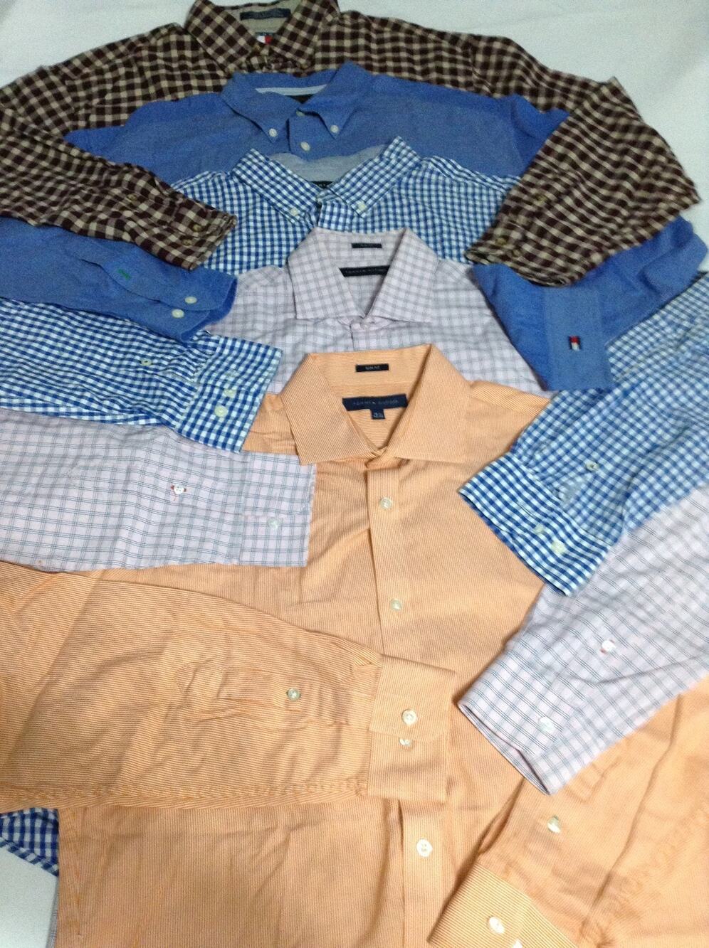 Tommy Hilfiger Long Sleeve Button Down Shirts Lot of 5 Mens Assorted Sizes L XL